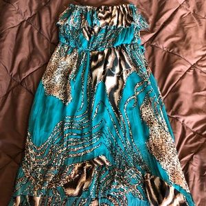 Hi low strapless dress